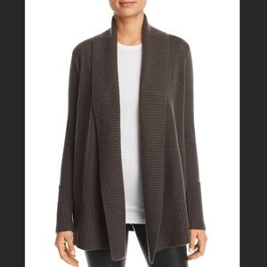 C by Bloomingdale's Cashmere Ribbed Shawl-collar Cardigan SMALL in Dark Olive